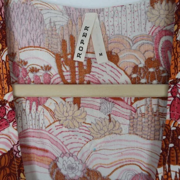 Roper Womens M Sleeveless Desert Print Tie Front Vest Top Boho Western Festival - Picture 2 of 5